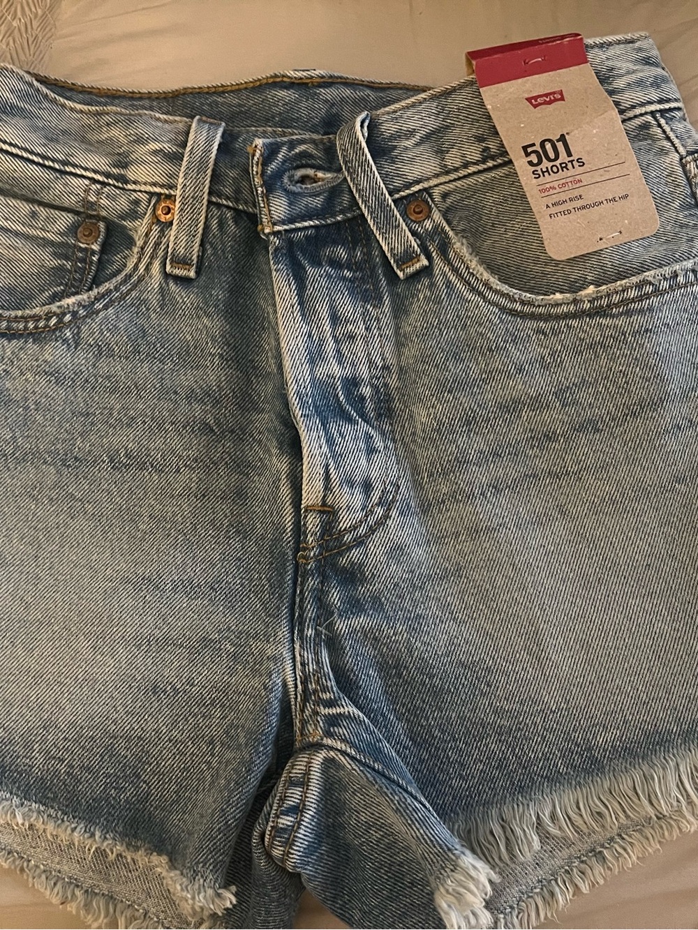 Levi's Light Blue 501 Cutoff Denim Shorts